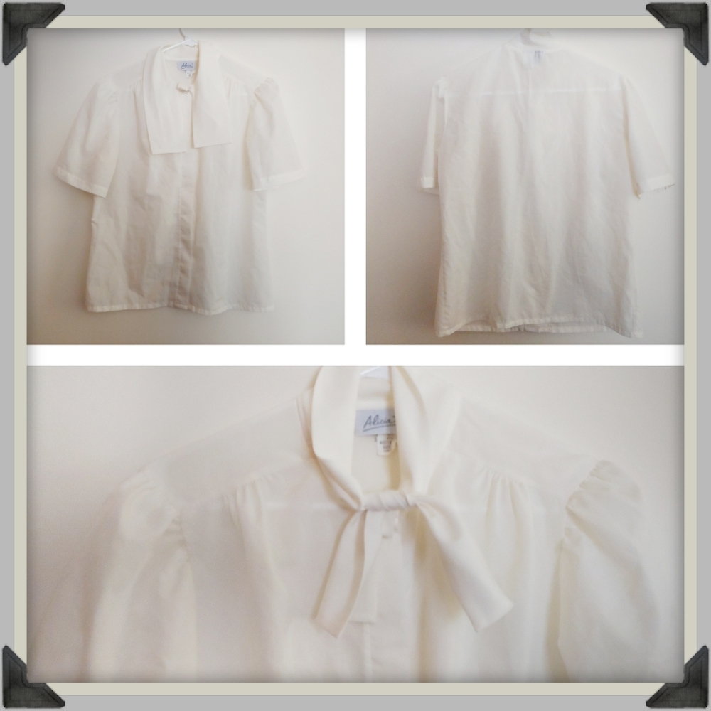 Vintage Blouse with Pussy Bow tie front